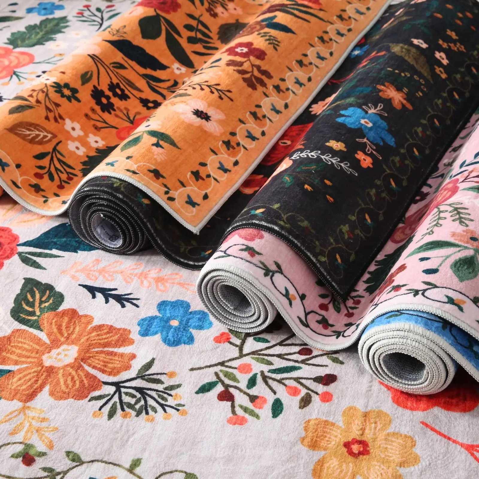 VIKAMA Round Rug 4ft Washable Circle Rug Non Slip Low e Boho Floral Small Area Rug for Bedro Bathro Entryway He Decor Y251216