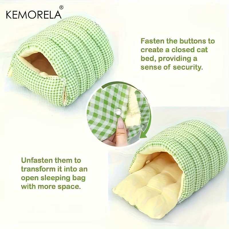 KEMORELA New Fuzzy for cat Sleeping Bag - All-Enclosed Removable Multi-Use for cat Bed Winter Warmth Washable For Cat Dog Rest M251217