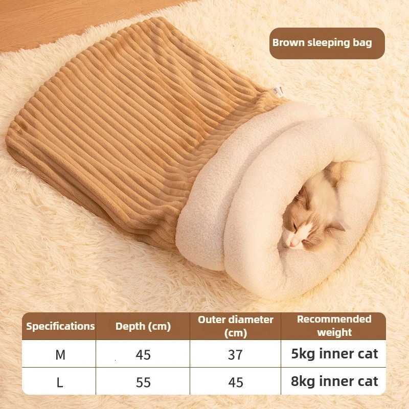 Winter Pet Pocket Semi-Enclosed Cats Dogs Thickened Cat Sleeping Bag Fluffy Feel Warming Pad Kitten Warm Soft Nest Pet Supplies M251217