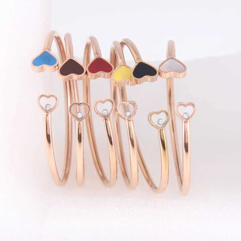 New Fashion Drop Glue Heart Hole Cuff Bangles Lady Jewelry Charm For Women Valentines Gift M251217