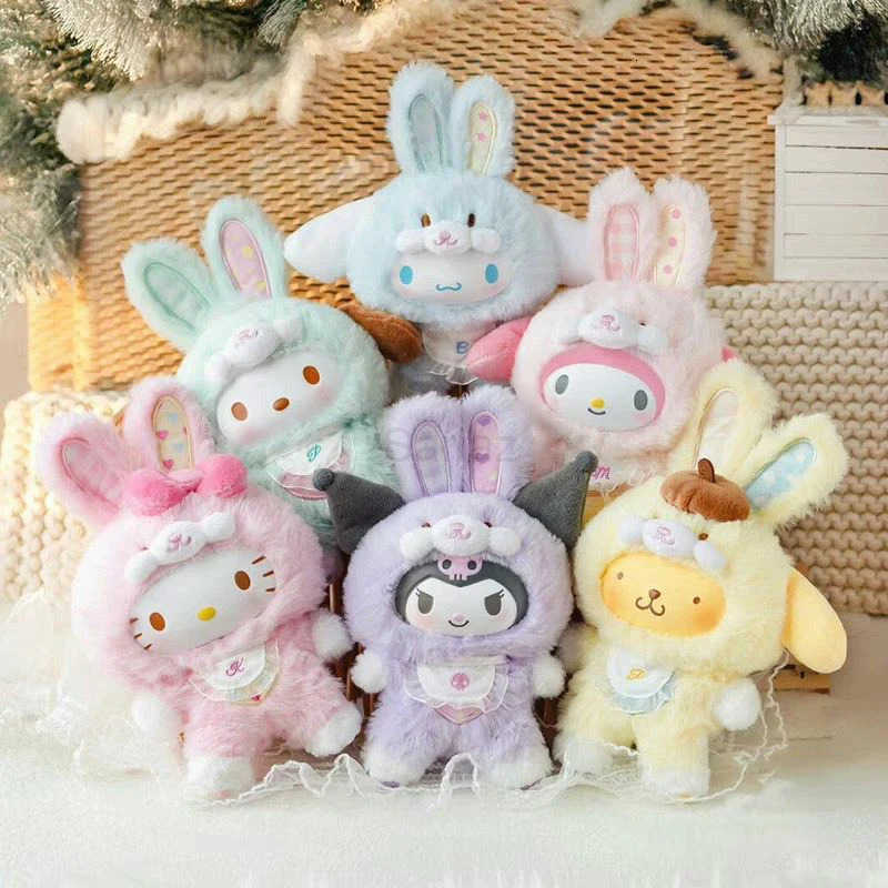 Sanrio Genuine Cartoon Elf Rabbit Series Blind Box Kuromi / Hello Kitty 3 Generations Vinyl Doll ChildrenS Toys Christmas Gifts H251217