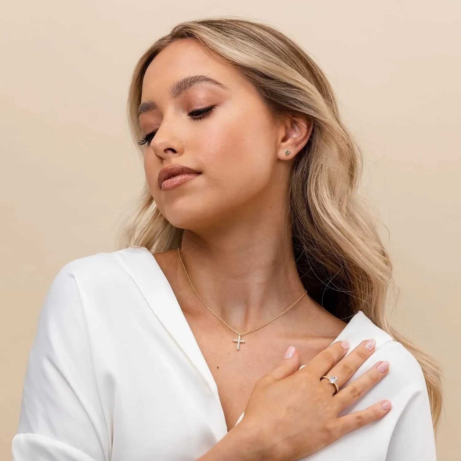 Silver Plated K Gold Plated Cubic Zirconia Cross Necklace for Women Cross Faith Pendant Necklaces For Gift G251217