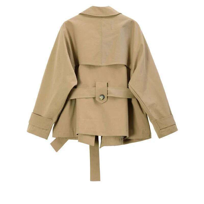 Spring/Autumn Loose Oversize Woman New Short Jacket Double Breasted Female Trench Coat Belt Solid Overwear