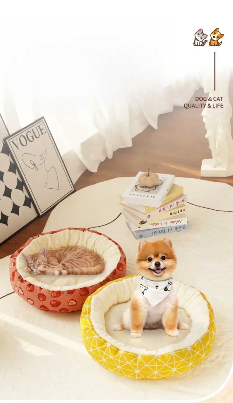 Winter Supplies Cotton and Linen Round Nest Printing Easy To Take Care of Cat Nest Pet Warm Kitten Cat Nest M251217
