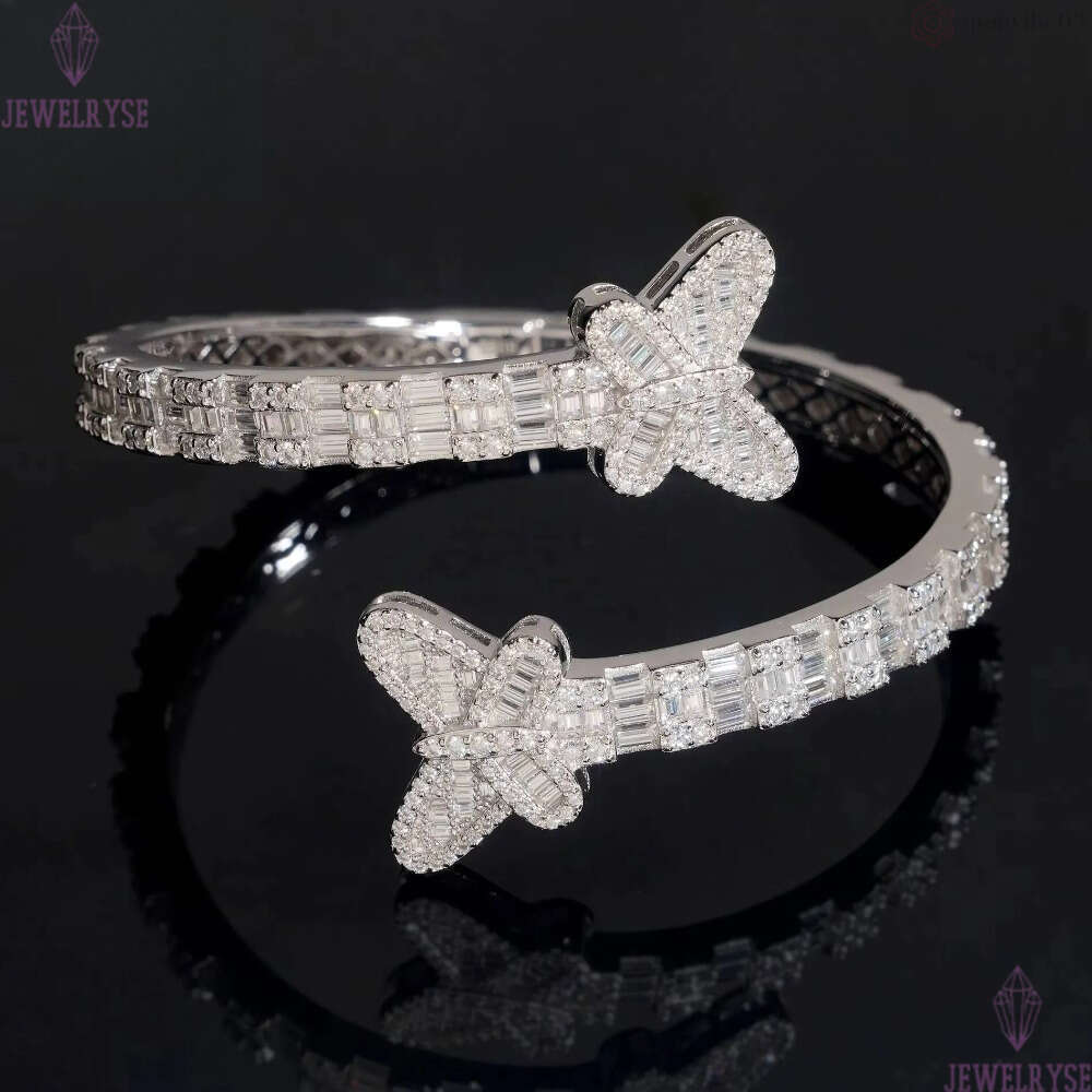 Iced Out Sterling Silver 925 Hip Hop Jewelry VVS Moissanite Diamond Bracelet Bangle Men