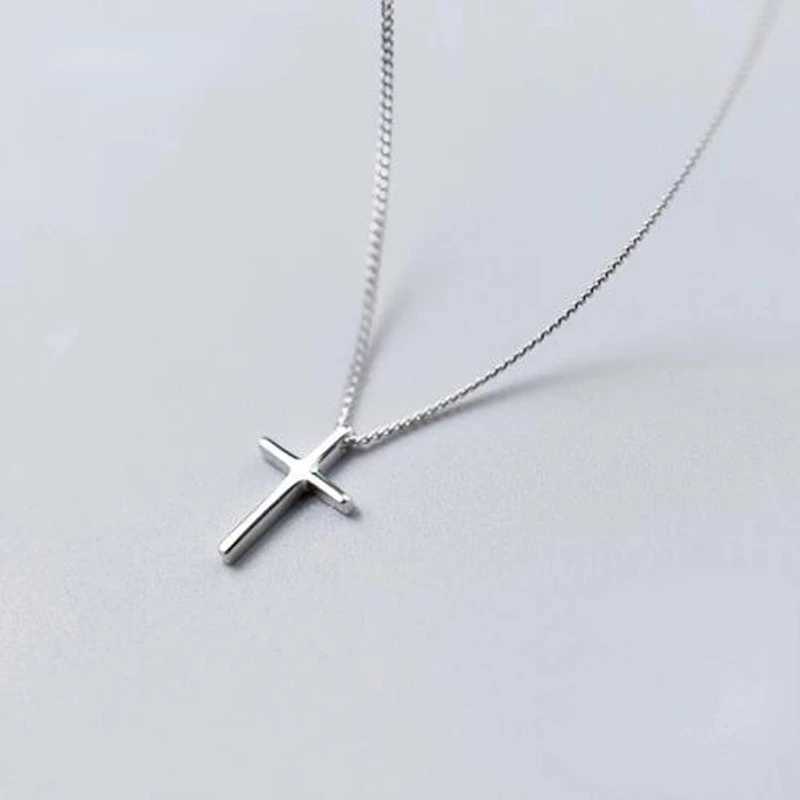 925 Sterling Silver Female Cross Pendants Smooth Cross Pendant Necklace Jewelry For Women Wedding Gift G251217