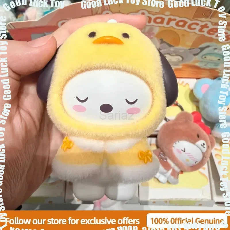 Sanrio New Genuine MINISO Little Cape Series Blind Box Kuromi KT Flocked Keychain Face Changing Trendy Toy Bag Charm Cute Gift H251217