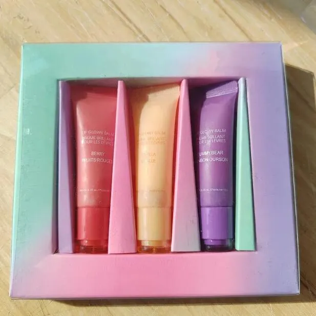 Good quality Lip glowy balm Set 10g*3 Berry Fruits Rouges Vanilla Gummy Bear Lip Gloss Moisturizing Repairing Sleep Lip Mask Beauty Lip Cosmetics Fast Delivery