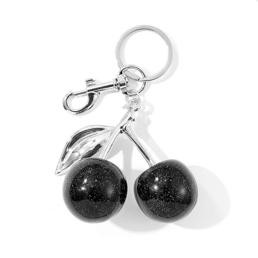 Delicious Exquisite Crystal Fruit Bag Charm Keychain Pink Cherry Keyring for Elegant Women Jewelry Accessories Gift S250814