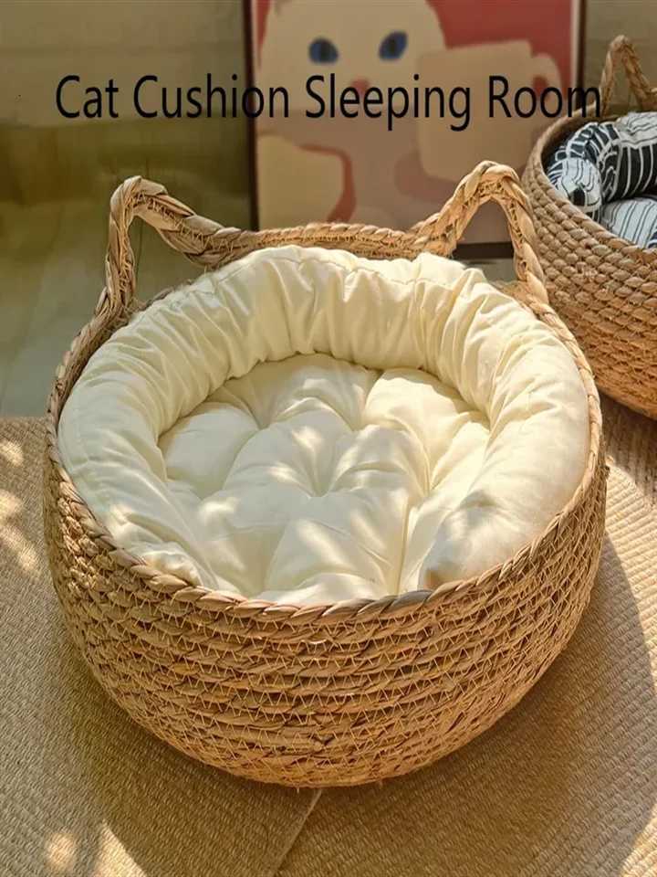 Pure hand-woven rattan cat nest four seasons universal warm pad removable washable winter pet supplies M251217