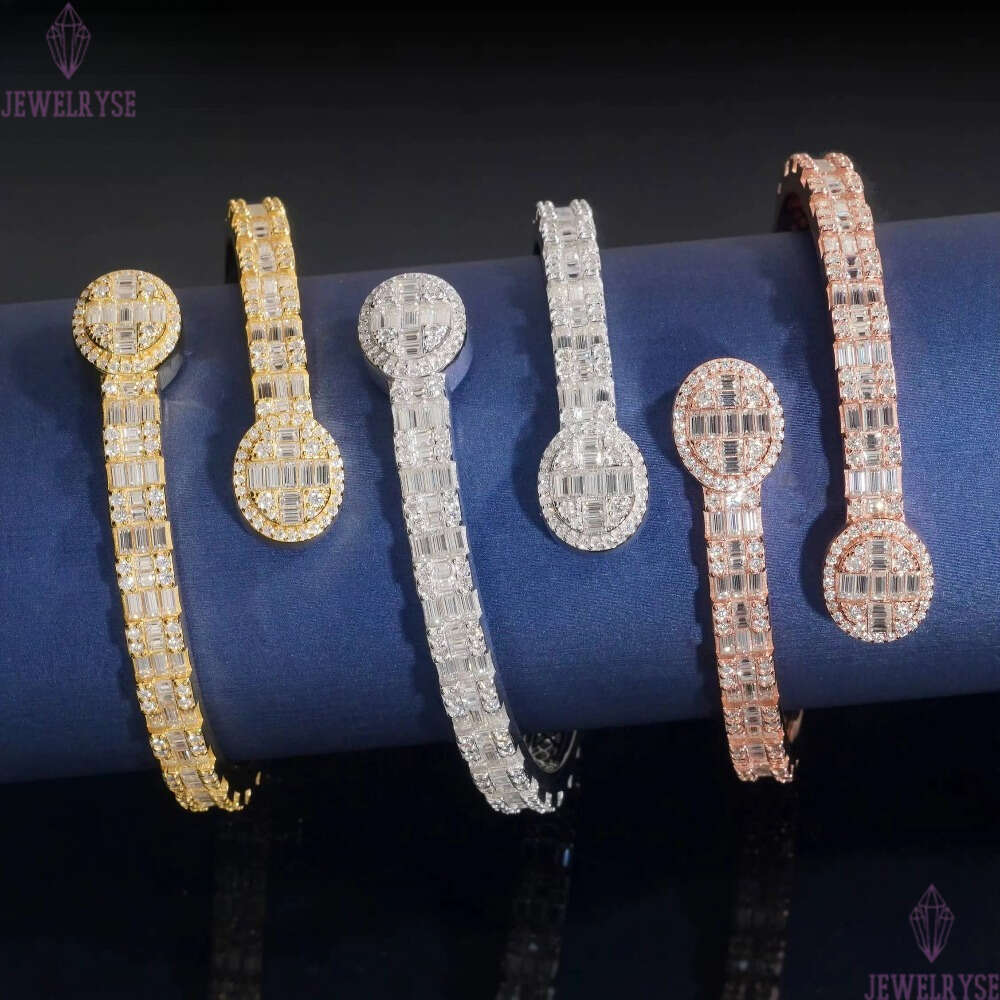 D Color VVS Miossanite Diamond 925 Silver Iced Out Hip Hop Jewelry Bracelet Bangle Men