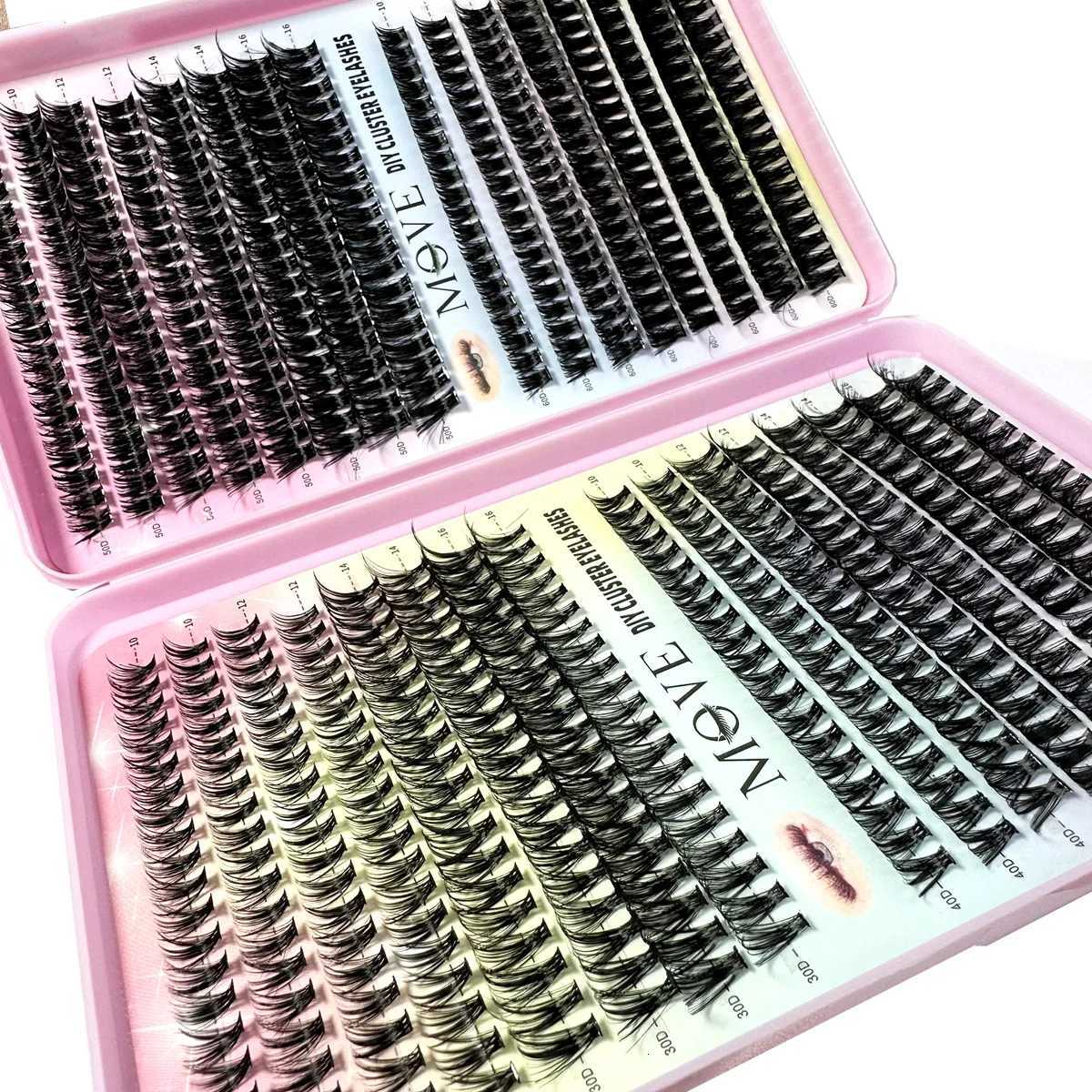 New 640 Cluster Lashes Kit 5D Fluffy Thick Eyelash Extension Kit Volume Mixed Tray Faux Mink Lashes Lash Extension Makeup M251216