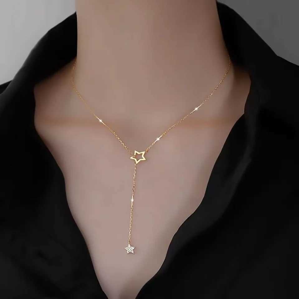 FNIO 2025 Simple Star Charm Necklace Delicate Clavicle Chain Zircon For Women Fashion Jewelry G251217