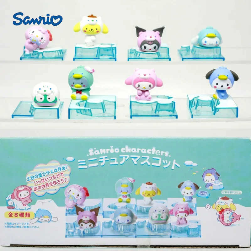 Sanrio Characters Blind Box Toys Winter Snow Ice Scene Hello Kitty Kuromi Cinnamoroll Anime Figure Doll Toys Collect Ornaments H251217