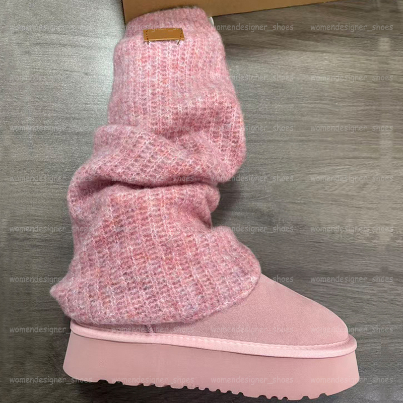 Winter Classic Mini Dipper Legwarmer Boot Designer Womens Pink Dawn Fur Boots Ultra Mini Platform Long Botte Genuine Leather Ankle Thick Bottoms Shoes