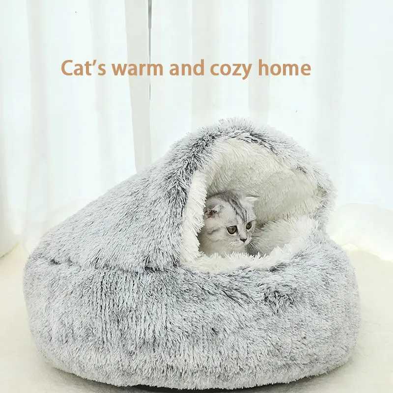 Plush Fleece Insulated Shell Cat nest Semi-Enclosed Dog Bed Closed Top Cat Nest 2 in 1 Fashionable Pet nest M251217