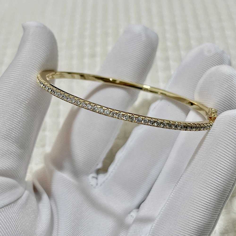 New Brand Pure 925 Sterling Silver Jewelry For Women Rose Gold Bangle Diamond Bangle Wedding Jewelry Around Rivet Bangle Jewelry M251217