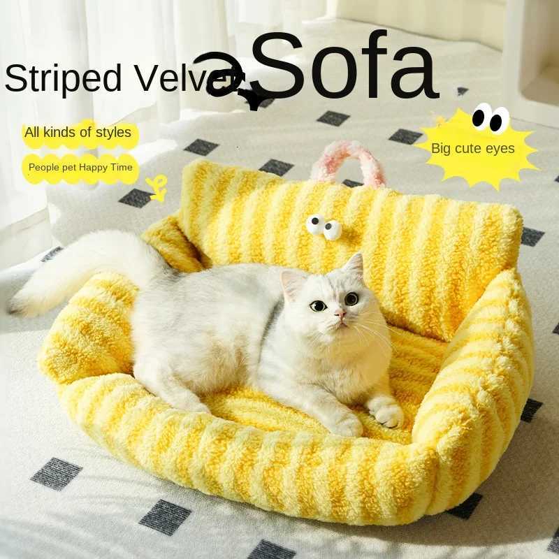 Winter Warm Cat Bed Cartoon Cat Sofa Dog Bed Pet Bed Open Cat Bed Soft Cat Sleeping Cat Supplies M251217