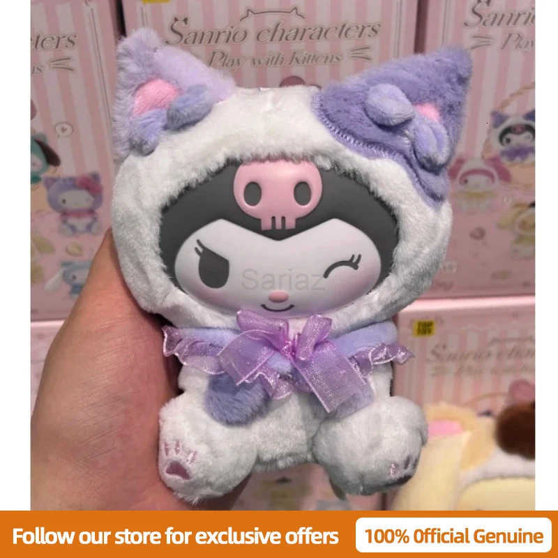 Sanrio Genuine Characters Play With Kittens Series Mystery Box Kuromi Melody Cute Vinyl Plush Blind Box Pendant Doll Gift H251217