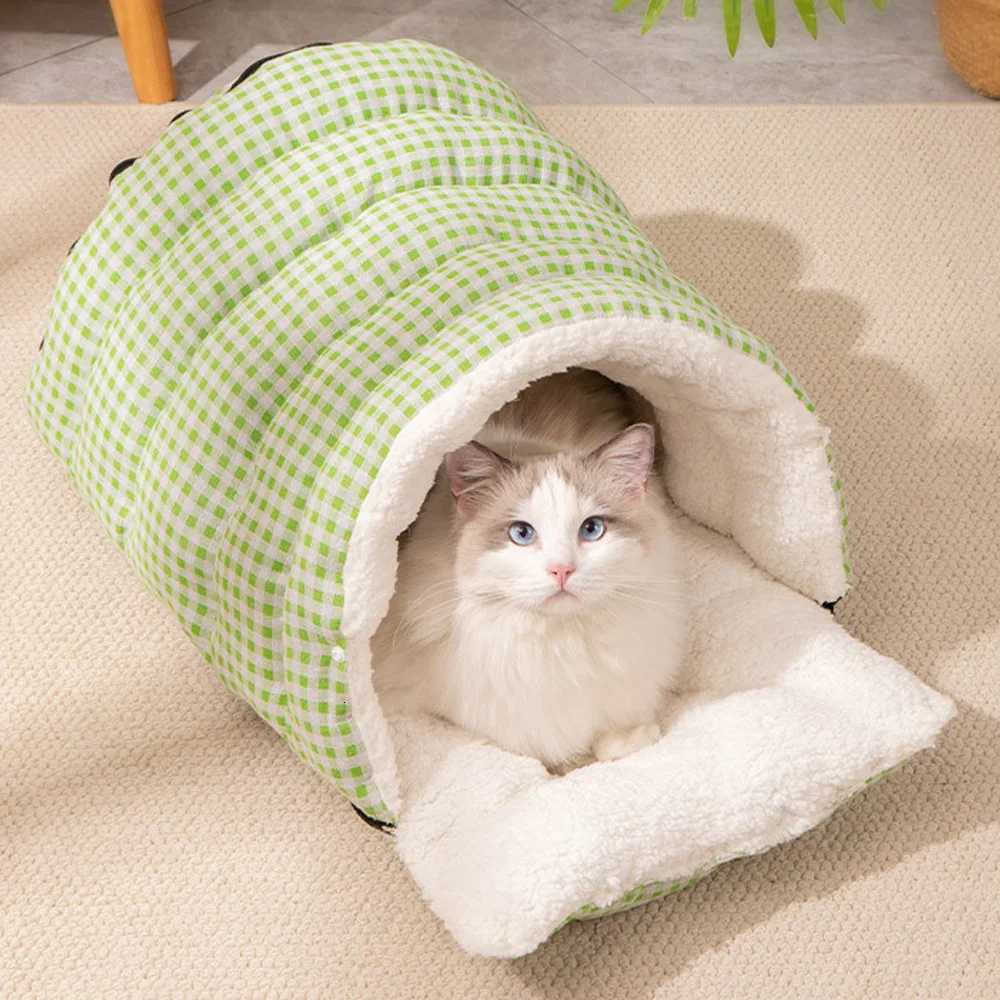 Cats nest Winter universal cat bed dog bed warm semi-enclosed safe cat house detachable and washable bed pad For cats dogs M251217