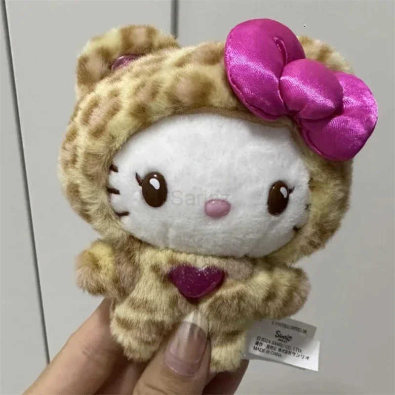 Sanrio Leopard Print Bear Series Hello Kitty Keychain Pendant Cartoon Kitty Cat Plush Doll Pendant Keychain Bag Decorations Gift H251217