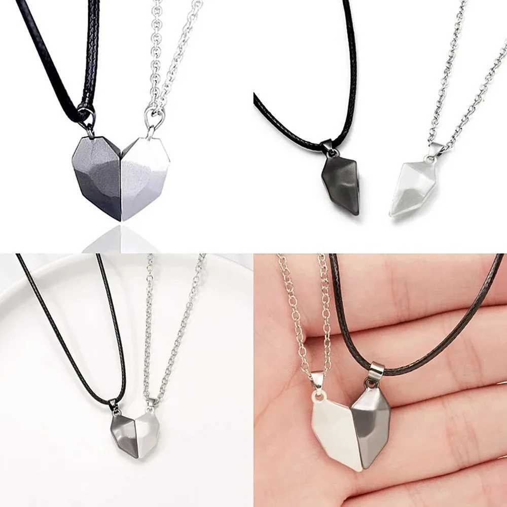 Good Simple Quality Couple Pendant Necklace ElectrocardiogramMagnetic HeartPendant Splicing Necklace Valentines Day Gifts G251217