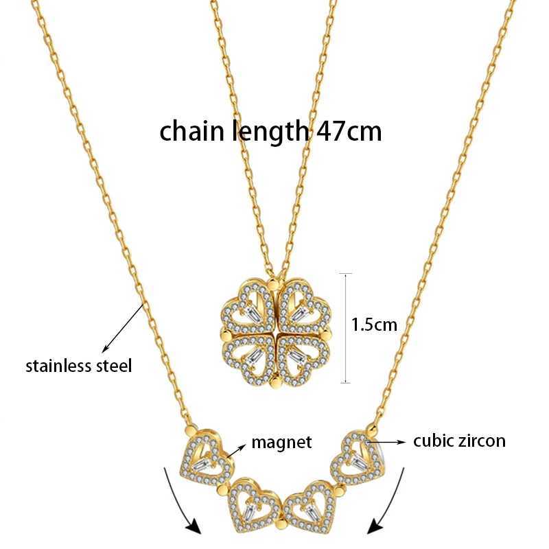 CARLIDANA Transform Luxury Pendant Necklace StainlESS Steel Crystal Gold Color Heart Jewelry for Women Gift G251217