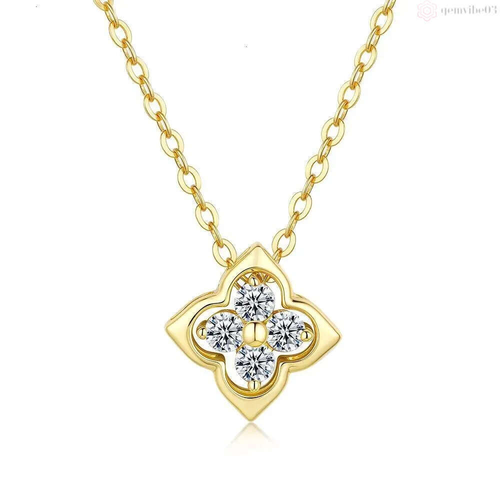 Luxury Clover Shape D Color VVS Moissanite Engagement Pendant Necklace for Women 10 14k 18k 22k Gold Plated S925 Silver Jewelry