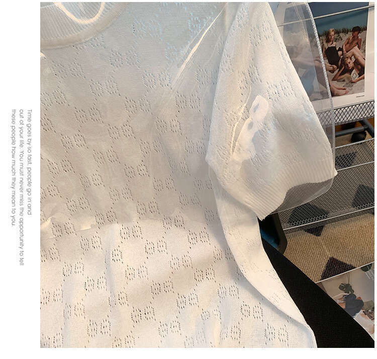 Ice Silk Base Layer Knitted Top Women's Round Neck Loose Thin Summer New Fashion French Design Ladies T-Shirt Sweater Vest