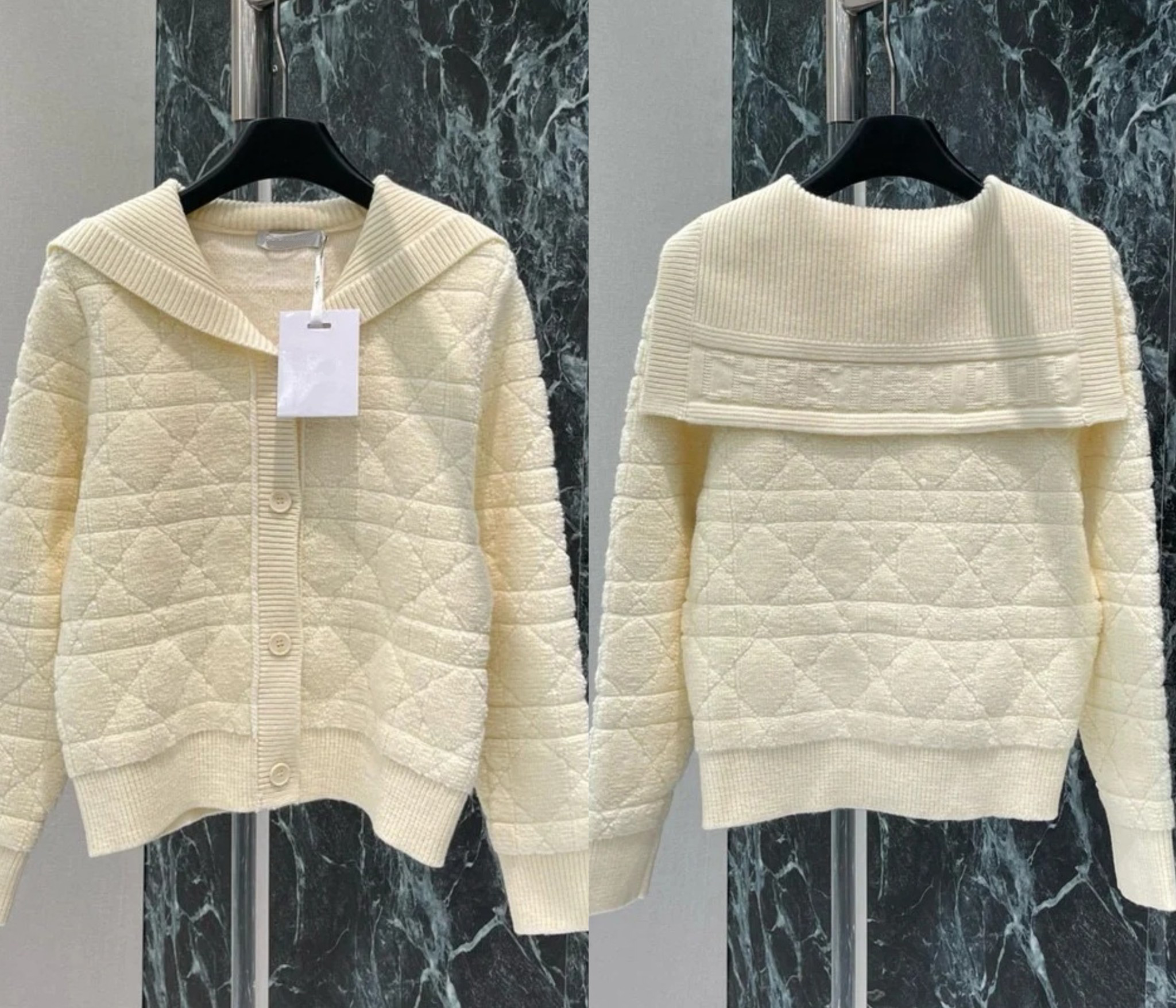 Paris sweater jacket womens Cashmere cardigan sweater designer sweater brand classic embroidery floral logo navy collar sweater high version white knitted top