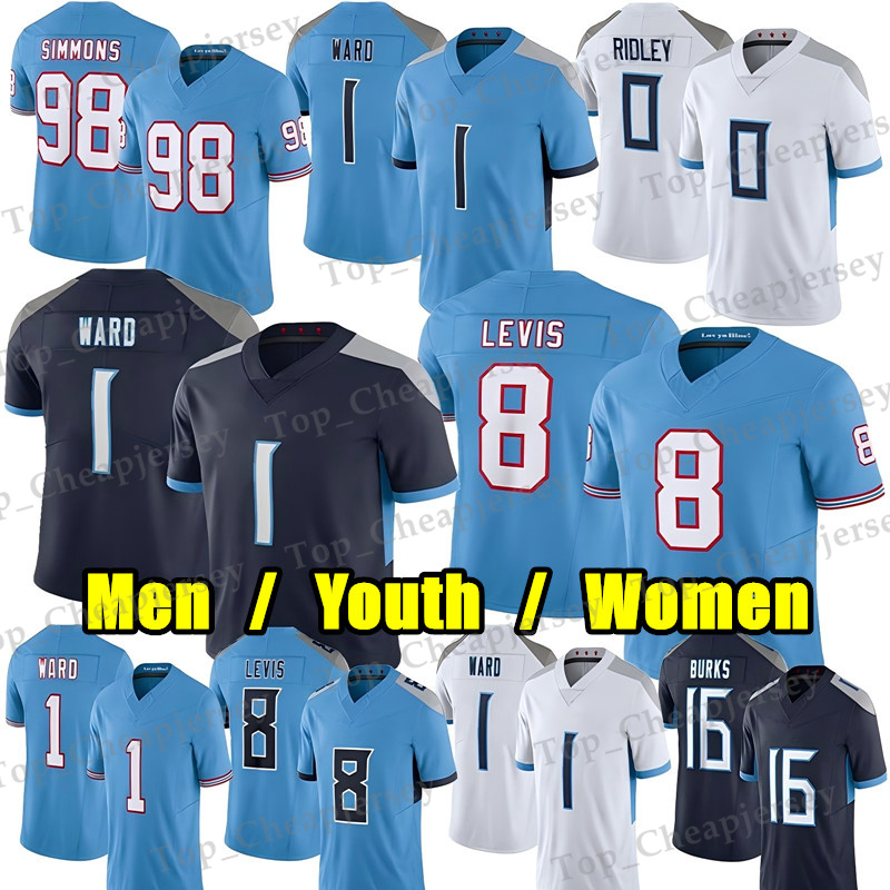 #1 Cam Ward Football Jersey #8 Will Levis Jeffery Simmons Tony Pollard Calvin Ridley L'Jarius Sneed Tyjae Spears Treylon Burks Okonkwo Earl Campbell Warren Moon
