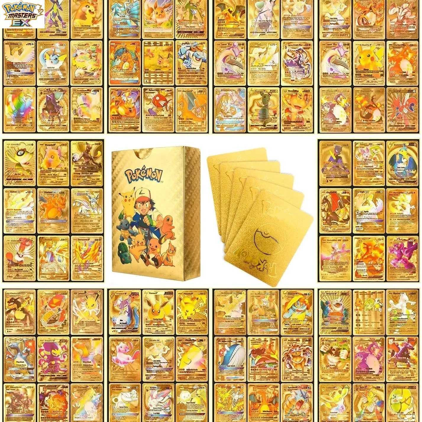 Pokemon Cards Pokmon Gold Cards Gold Foil Cards VMAX Evolutions Mewtwo Pet Monster Pocket Flash Cards L251217GQSQ