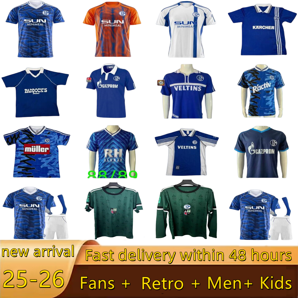 25 26 Schalke 04 Raul Soccer Jerseys Retro 88 89 98 00 02 10 11 Schalke OUWEJAN PALSSON LODE LATZA TERODDE ZALAZAR PIERINGER DREXLER THIAW MATRICIANI Football Shirt