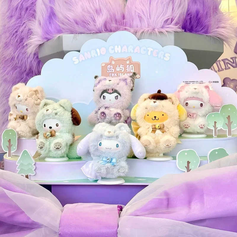 Sanrio MINISO Character Fox Island Series Vinyl Blind Box Cinnamoroll Kuromi Plush Mystery Bag Pendant Melody Surprise Toys H251217