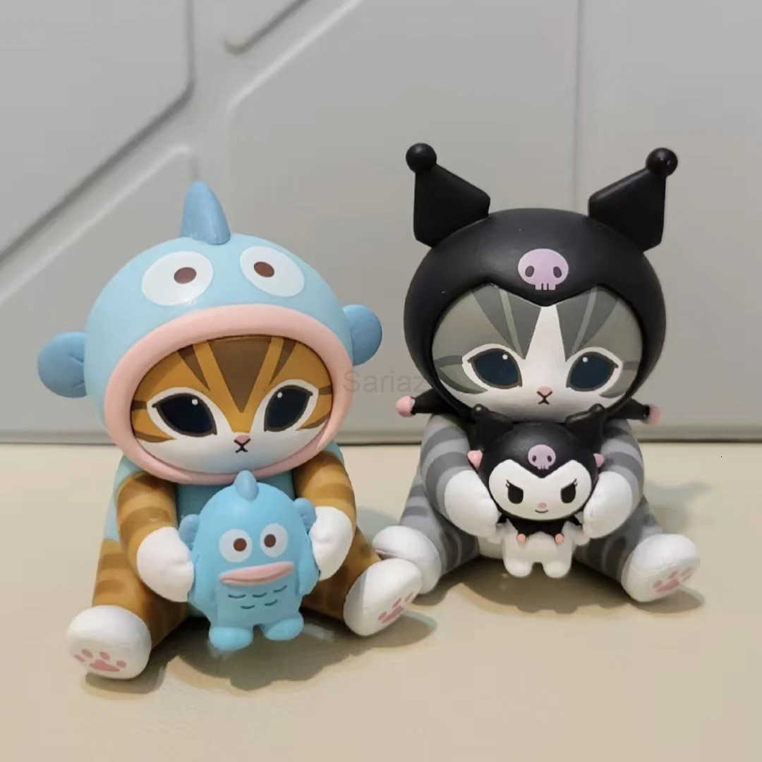 Sanrio New Mofusand co-branded Shark Cat image Ugly Fish doll shows fashionable doll face surprise blind box toys and hobby products H251217