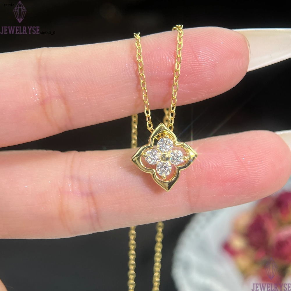 Luxury Clover Shape D Color VVS Moissanite Engagement Pendant Necklace for Women 10 14k 18k 22k Gold Plated S925 Silver Jewelry