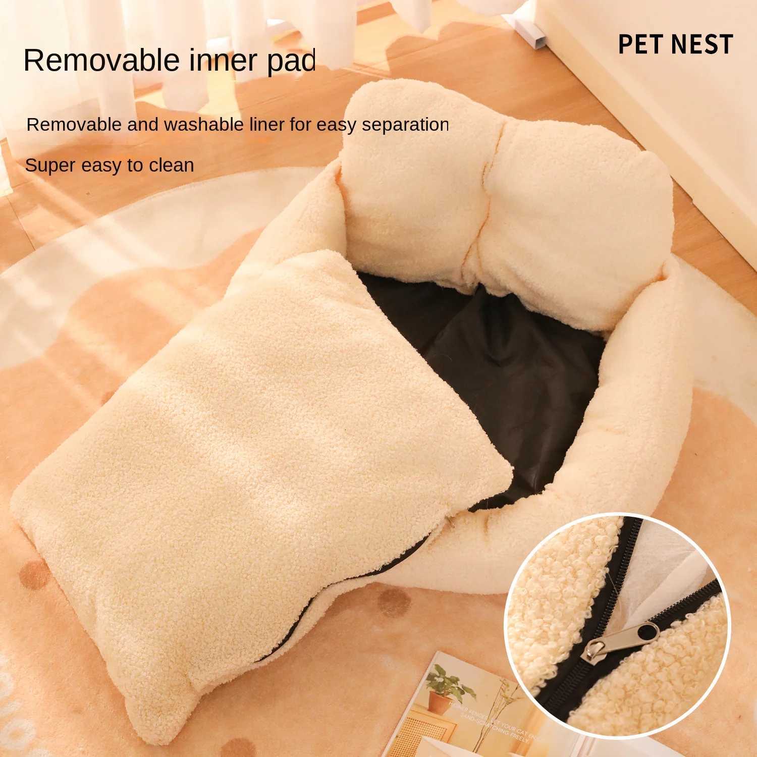 Pet Beds Dog Beds Winter Warm And Thickened Detachable And Washable Large Dog Beds Teddy Plush And Heart-Shaped Cat Beds M251217