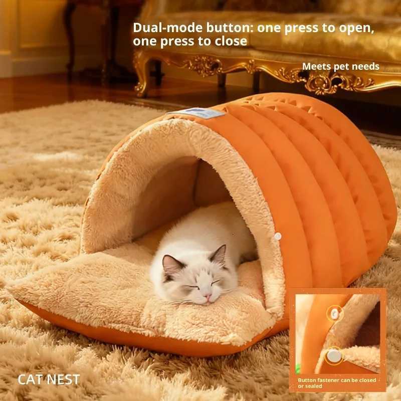 Closed sleeping bag cat nest Foldable Pet House Cat Bed Pet Nest Winter Warm Dog Nest Imitation Leather Semi Enclosed Cat Nest M251217