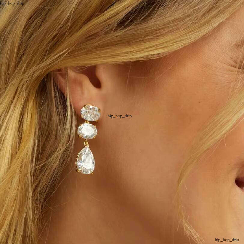 Pearlescent 18k Gold Plated Fashion Women's Jewelry Micro Pave 5A VVS Moissanite Oval Teardrop Earrings