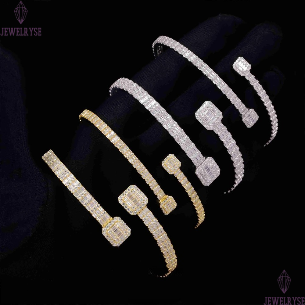 moissanite bracelet XG Square Iced Out Moissanite Cuban Bracelets Bangles 925 Silver Plated Gold Vvs Moissanite Bracelets