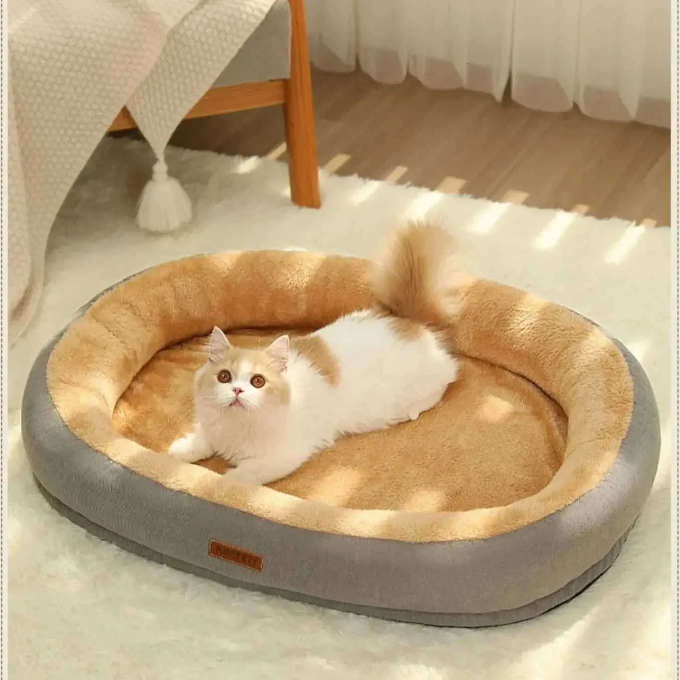 Warm Puppy Bed for Winter Cats Plush Goods Fluffy Beds Pet Accessories Houses Cushions Habitats Dog Mat Basket Supplies Kitten M251217