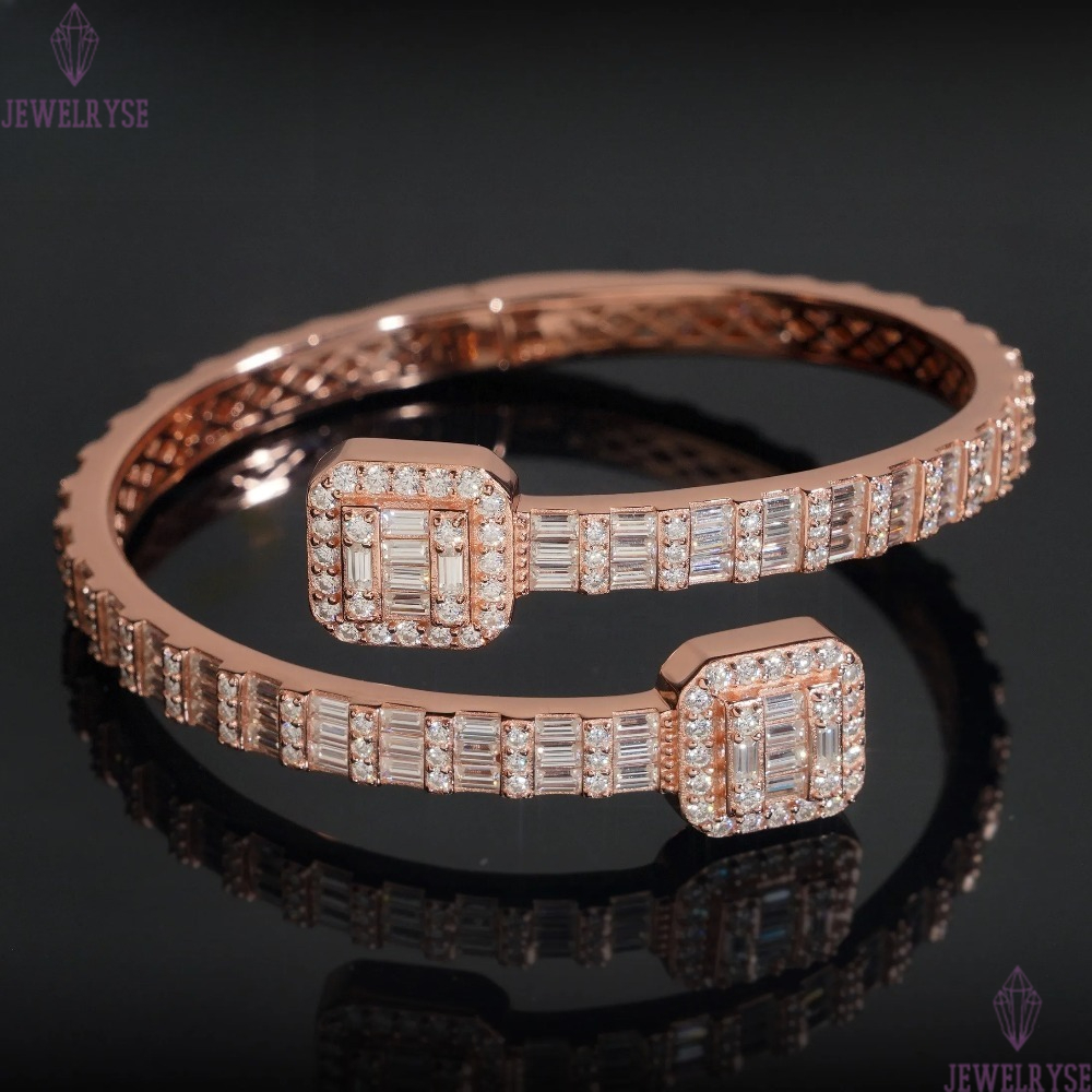 VVS Moissanite Diamond Fashion Men Jewelry 925 Silver Iced Out Hip Hop Jewelry Bracelet Bangle Men