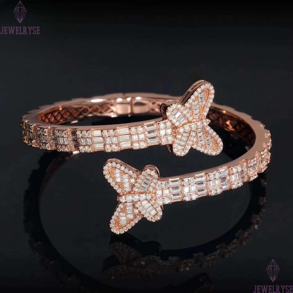 Iced Out Sterling Silver 925 Hip Hop Jewelry VVS Moissanite Diamond Bracelet Bangle Men