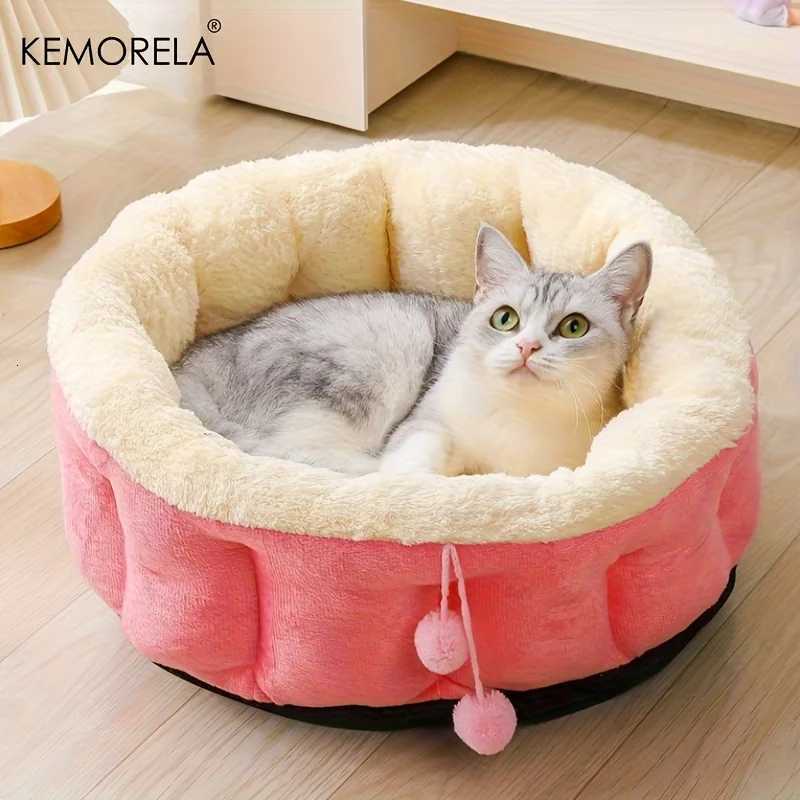 KEMORELA Extra High Side Winter Round Cat Bed Machine Washable with Soft Cushions and Non-Slip Bottom for Cat and Small Dog M251217