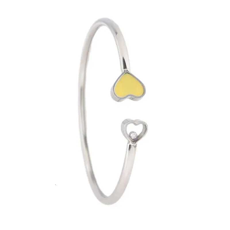 New Fashion Drop Glue Heart Hole Cuff Bangles Lady Jewelry Charm For Women Valentines Gift M251217
