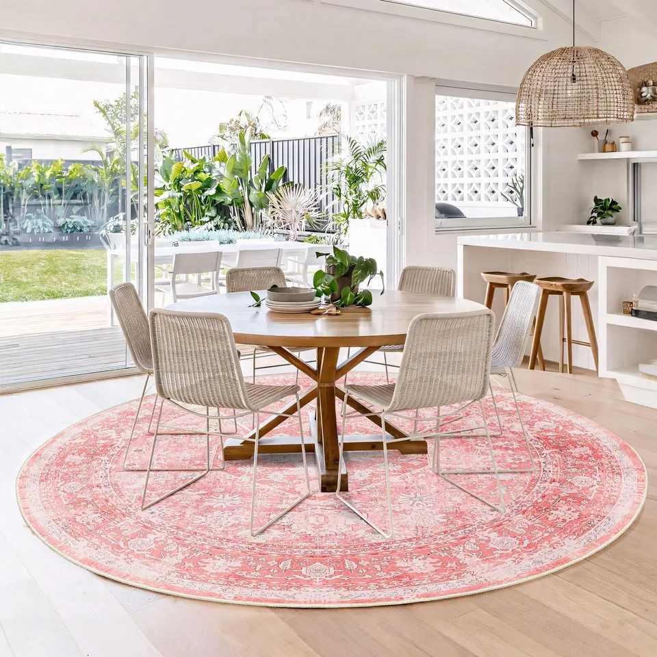 VIKAMA Round Rug Circle Area Rug WashableGirls Boho Circar Rugs for Bedro Living RoNon Slip Throw Carpet Soft Y251216