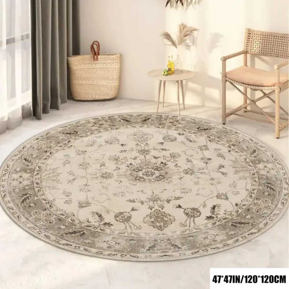 Washable Oriental-Style Round Rug Waterproof Stain-Resistant Carpet for Living Ro or Bedro Y251216