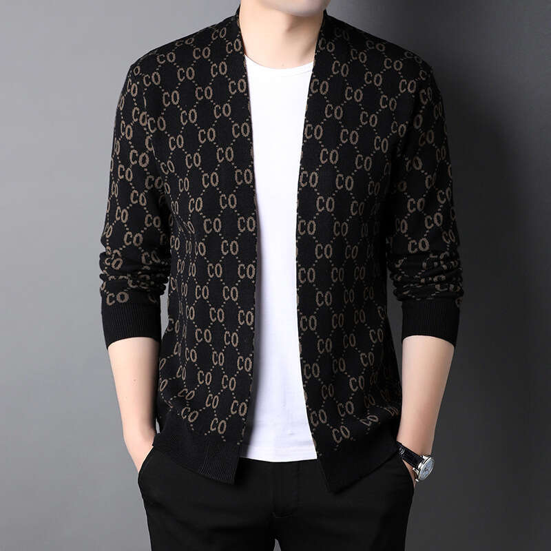 2024 Autumn New Style Dropshipping Middle-Aged Men's Knitted Cardigan Casual Long Sleeve Loose Sweater For Men