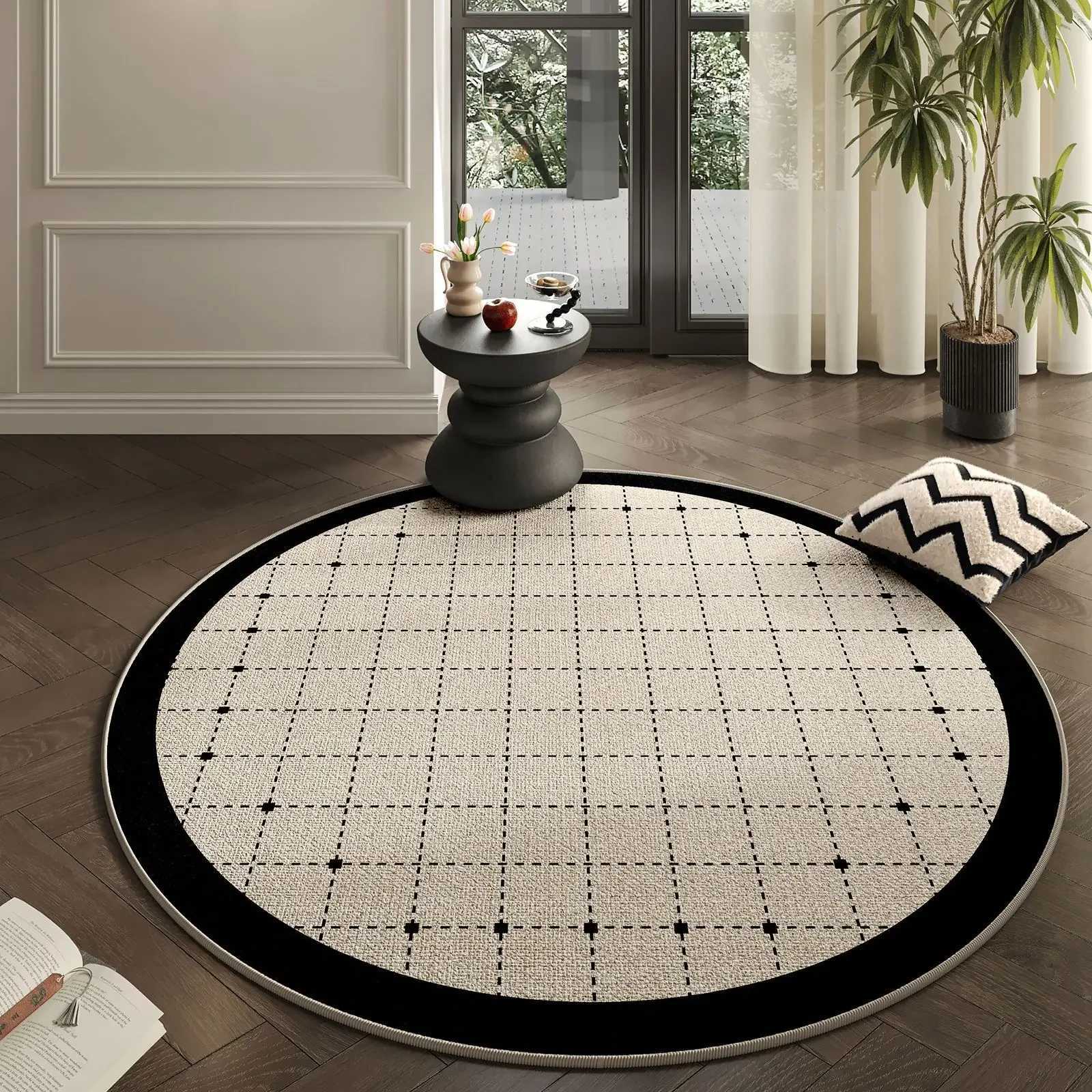 French Style Round Carpet Non-Slip Living Ro Rug Sofa Coffee Table Mat Soft Bedside Floor Rug He Decor Accent Y251216