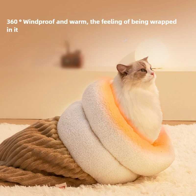 Winter Pet Pocket Semi-Enclosed Cats Dogs Thickened Cat Sleeping Bag Fluffy Feel Warming Pad Kitten Warm Soft Nest Pet Supplies M251217